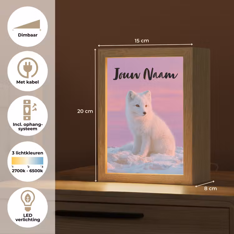 Poolvos - Sneeuw - Roze Light Box met kabel (Kinderlampje) klein -USP_NL