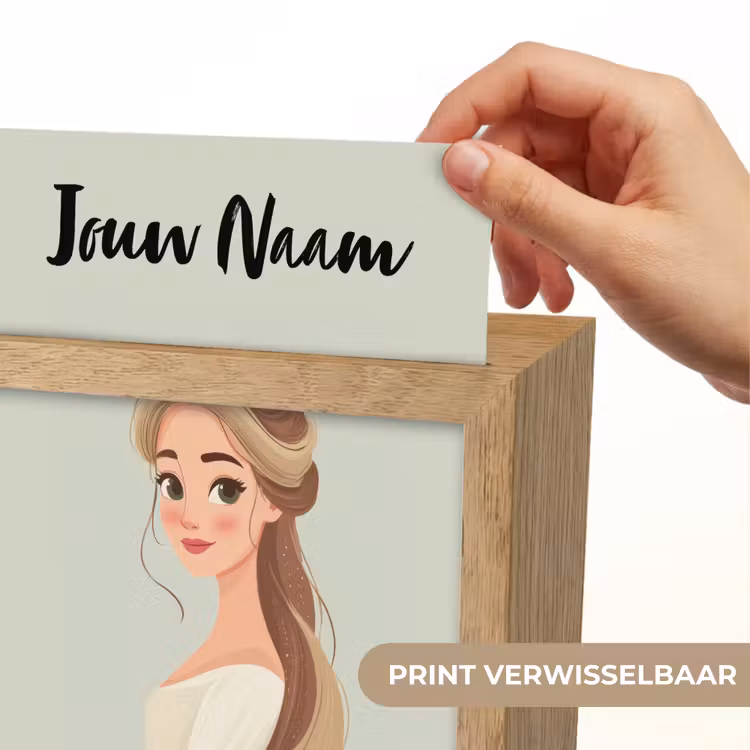 Prinses - Bruin - Haar - Kroon Light Box met kabel (Kinderlampje) klein -USP_websiteprintNL