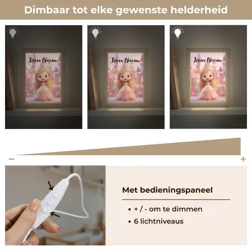 Prinses - Roze - Kasteel Light Box met kabel (Kinderlampje) klein -USP_dimbaarNL