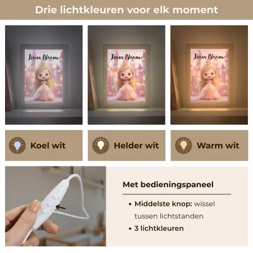 Prinses - Roze - Kasteel Light Box met kabel (Kinderlampje) klein -USP_lichtkleurNL