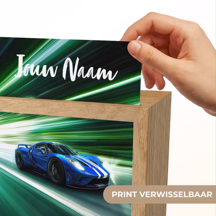 Race auto - Blauw - Groen Light Box met kabel (Kinderlampje) klein -USP_websiteprintNL