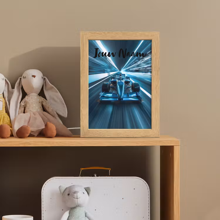 Race - Auto - Formule 1 - Jongens - Blauw Light Box met kabel (Kinderlampje) klein -sfeer2_kind