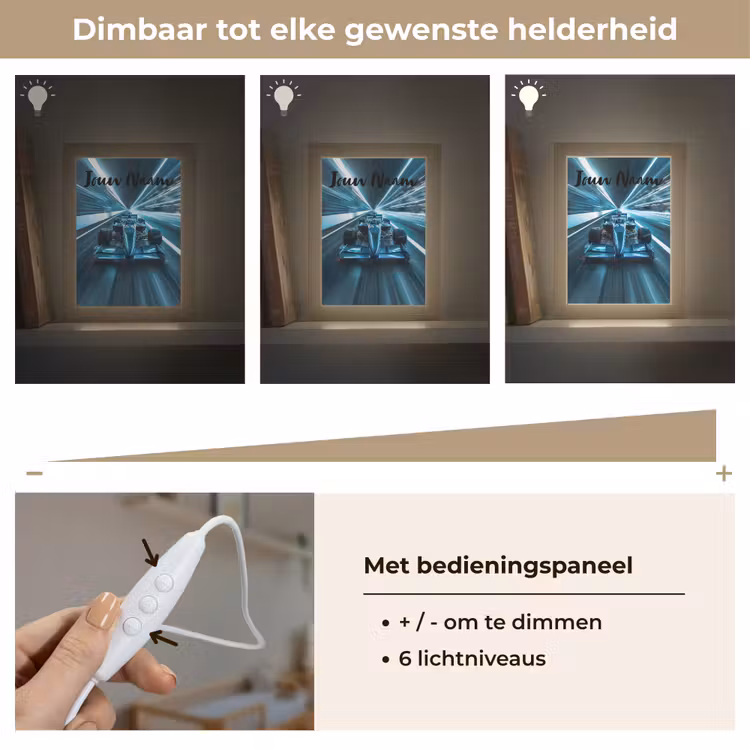 Race - Auto - Formule 1 - Jongens - Blauw Light Box met kabel (Kinderlampje) klein -USP_dimbaarNL