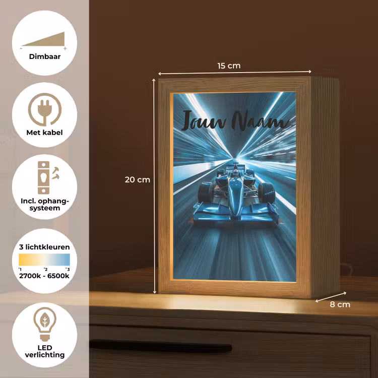 Race - Auto - Formule 1 - Jongens - Blauw Light Box met kabel (Kinderlampje) klein -USP_NL