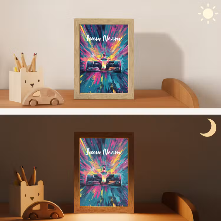 Raceauto - Abstract - Strepen - Blauw Light Box met kabel (Kinderlampje) klein -sfeer3_kind