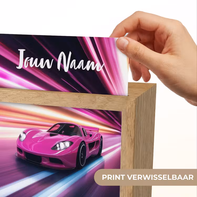 Raceauto - Roze - Neon Light Box met kabel (Kinderlampje) klein -USP_websiteprintNL