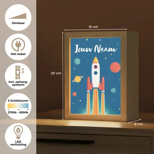 Raket - Planeten - Ruimte Light Box met kabel (Kinderlampje) klein -USP_NL