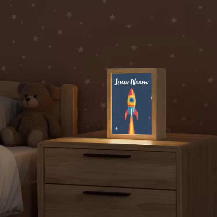 Raket - Rookwolken - Ruimte Light Box met kabel (Kinderlampje) klein -sfeer1_kind