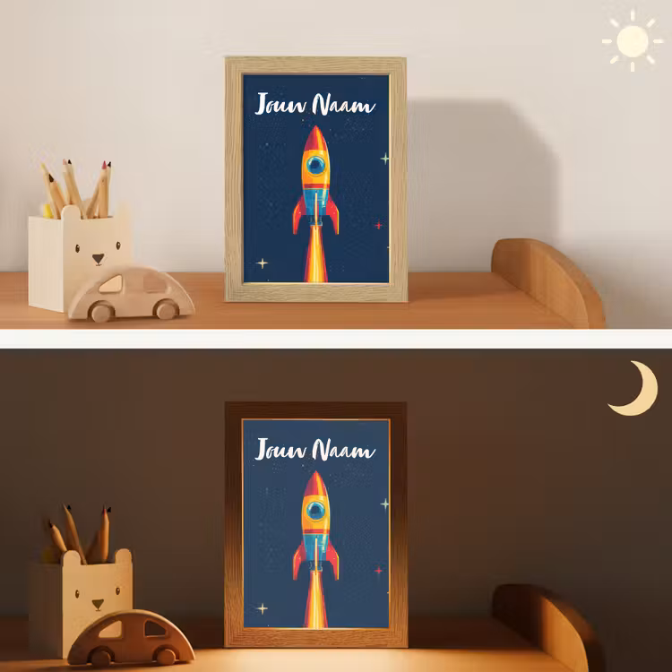 Raket - Rookwolken - Ruimte Light Box met kabel (Kinderlampje) klein -sfeer3_kind