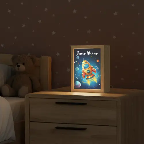 Raket - Ruimte - Planeten - Kinderen - Jongen Light Box met kabel (Kinderlampje) klein -sfeer1_kind