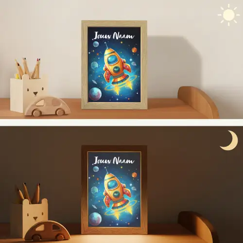 Raket - Ruimte - Planeten - Kinderen - Jongen Light Box met kabel (Kinderlampje) klein -sfeer3_kind