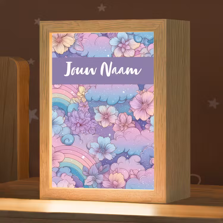 Regenbogen - Bloemen - Kleurrijk - Wolken Light Box met kabel (Kinderlampje) klein -zzz_3d_website