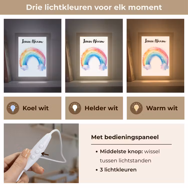 Regenboog - Kinderen - Meisje Light Box met kabel (Kinderlampje) klein -USP_lichtkleurNL