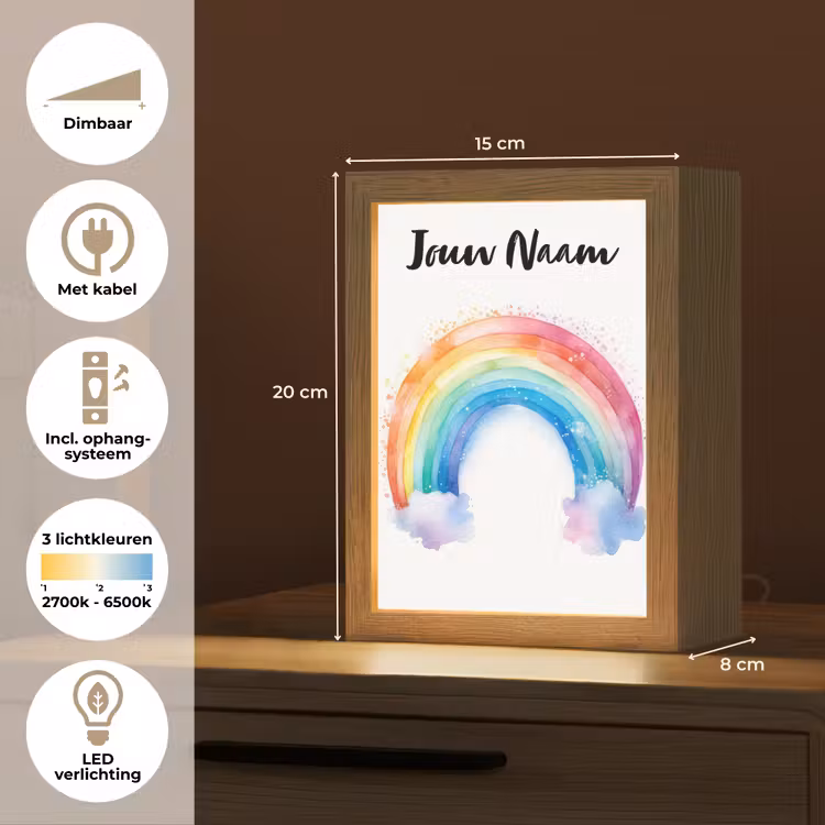 Regenboog - Kinderen - Meisje Light Box met kabel (Kinderlampje) klein -USP_NL