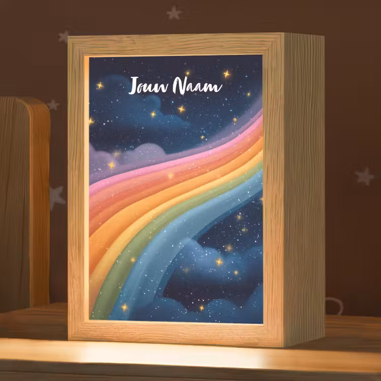 Regenboog - Sterrenhemel - Kleurrijk Light Box met kabel (Kinderlampje) klein -zzz_3d_website