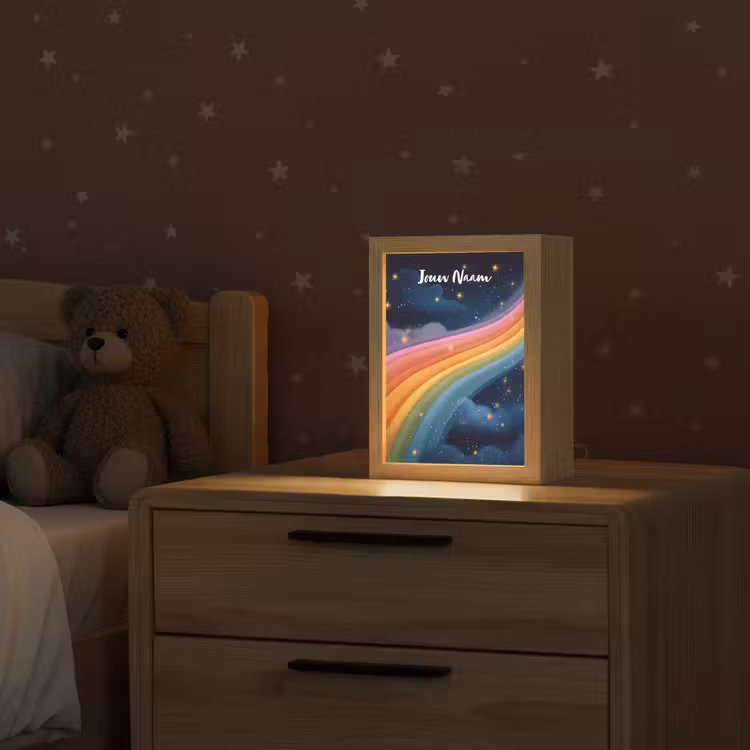 Regenboog - Sterrenhemel - Kleurrijk Light Box met kabel (Kinderlampje) klein -sfeer1_kind