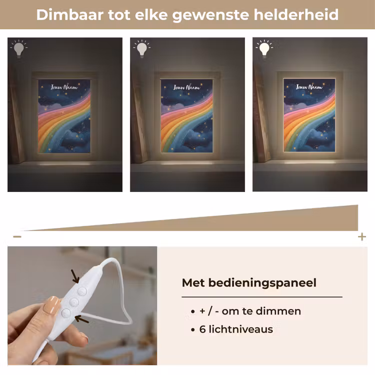 Regenboog - Sterrenhemel - Kleurrijk Light Box met kabel (Kinderlampje) klein -USP_dimbaarNL