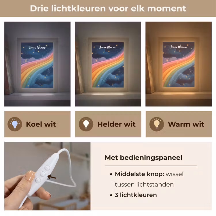 Regenboog - Sterrenhemel - Kleurrijk Light Box met kabel (Kinderlampje) klein -USP_lichtkleurNL