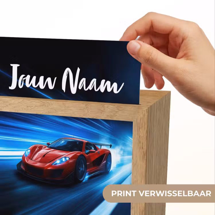 Rode raceauto - Blauw - Futuristisch Light Box met kabel (Kinderlampje) klein -USP_websiteprintNL