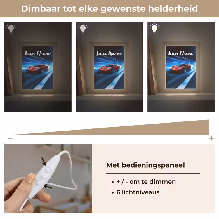 Rode raceauto - Blauw - Futuristisch Light Box met kabel (Kinderlampje) klein -USP_dimbaarNL