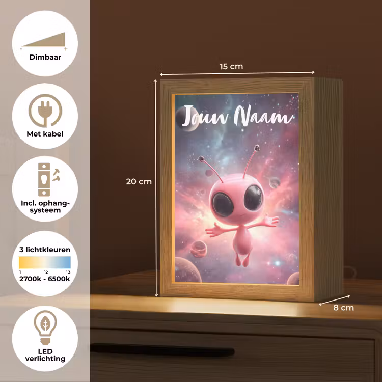 Roze - Alien - Planeten - Ruimte Light Box met kabel (Kinderlampje) klein -USP_NL