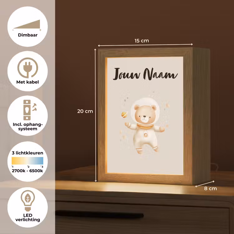 Ruimte - Sterren - Beige - Beer Light Box met kabel (Kinderlampje) klein -USP_NL