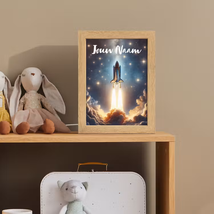 Ruimtevaart - Raket - Space - Sterren Light Box met kabel (Kinderlampje) klein -sfeer2_kind