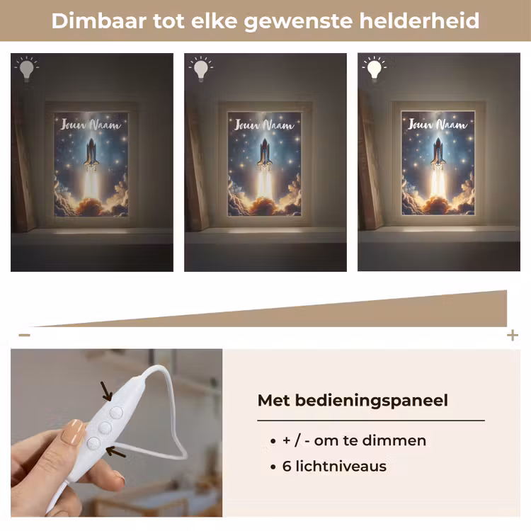 Ruimtevaart - Raket - Space - Sterren Light Box met kabel (Kinderlampje) klein -USP_dimbaarNL