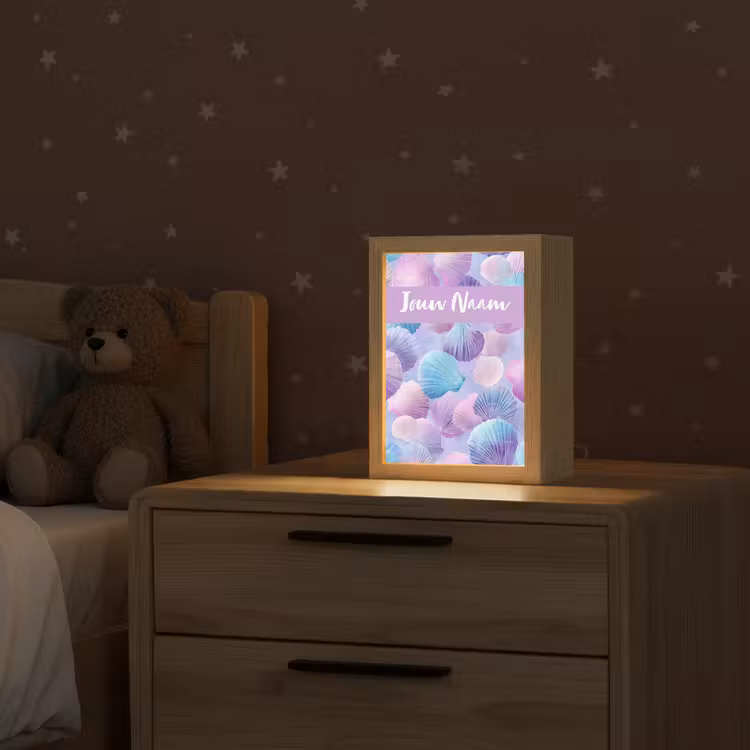 Schelpen - Paars - Blauw - Patroon Light Box met kabel (Kinderlampje) klein -sfeer1_kind