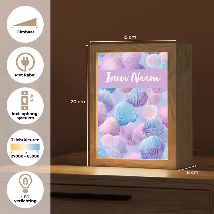 Schelpen - Paars - Blauw - Patroon Light Box met kabel (Kinderlampje) klein -USP_NL