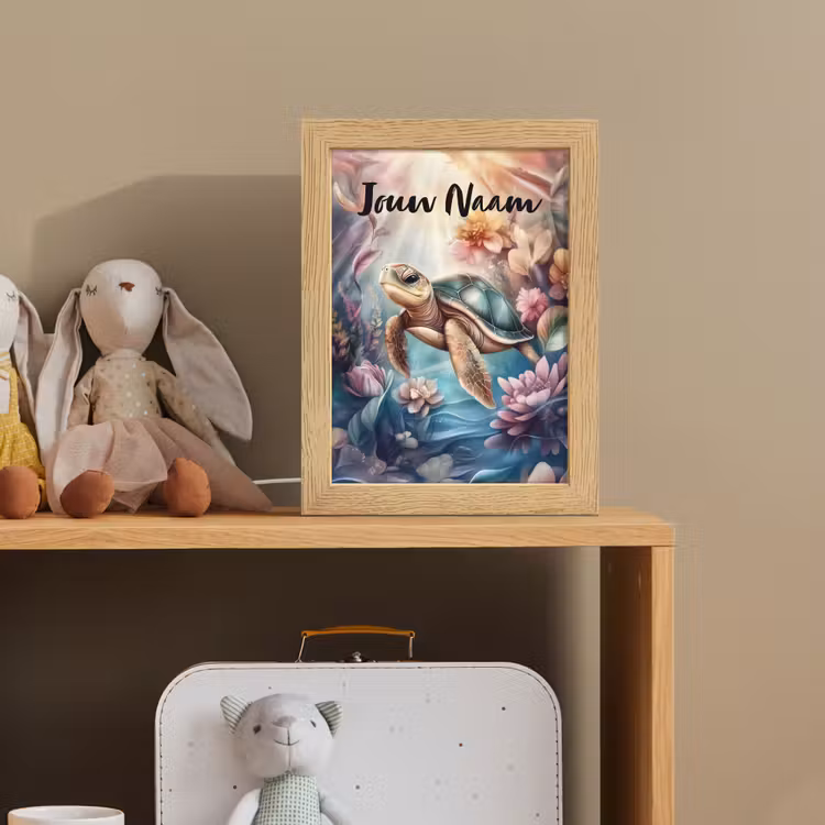 Schildpad - Bloemen - Onderwater Light Box met kabel (Kinderlampje) klein -sfeer2_kind