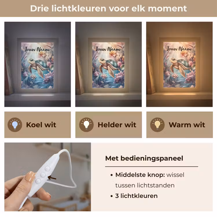 Schildpad - Bloemen - Onderwater Light Box met kabel (Kinderlampje) klein -USP_lichtkleurNL