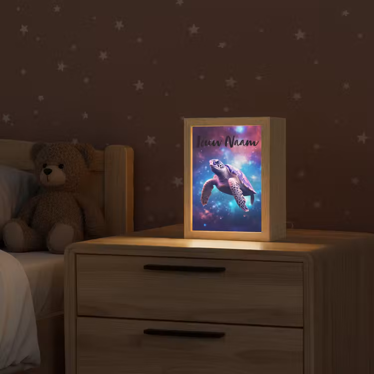 Schildpad - Dier - Galaxy - Ruimte Light Box met kabel (Kinderlampje) klein -sfeer1_kind
