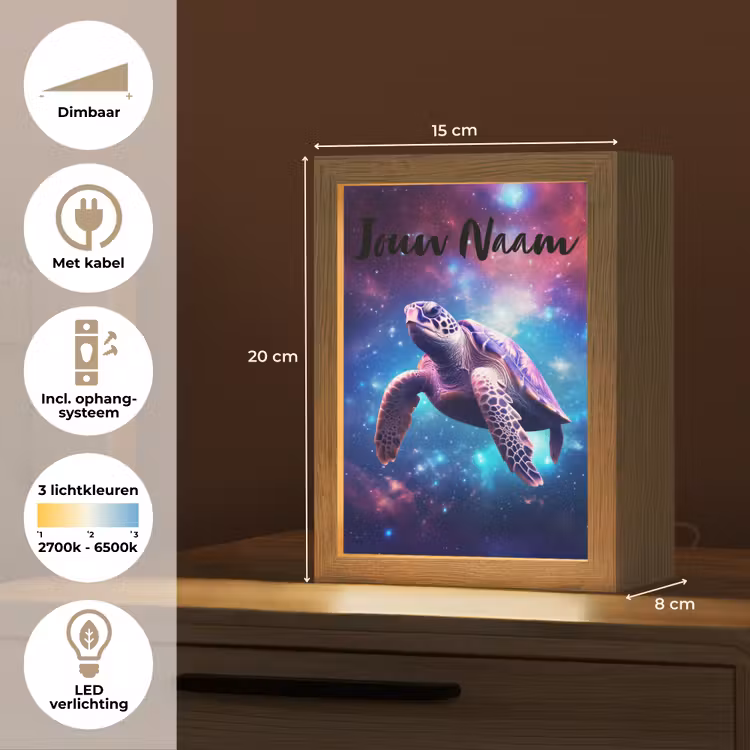 Schildpad - Dier - Galaxy - Ruimte Light Box met kabel (Kinderlampje) klein -USP_NL