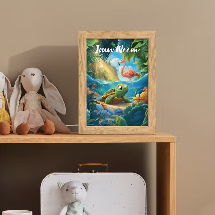 Schildpad - Flamingo - Tropisch - Oceaan Light Box met kabel (Kinderlampje) klein -sfeer2_kind