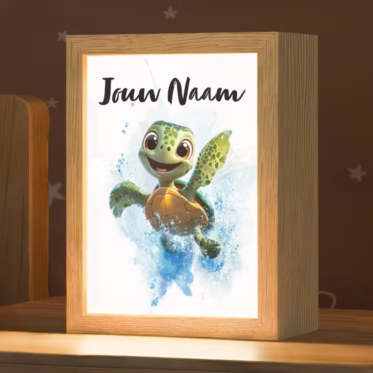 Schildpad - Water - Groen Light Box met kabel (Kinderlampje) klein -zzz_3d_website