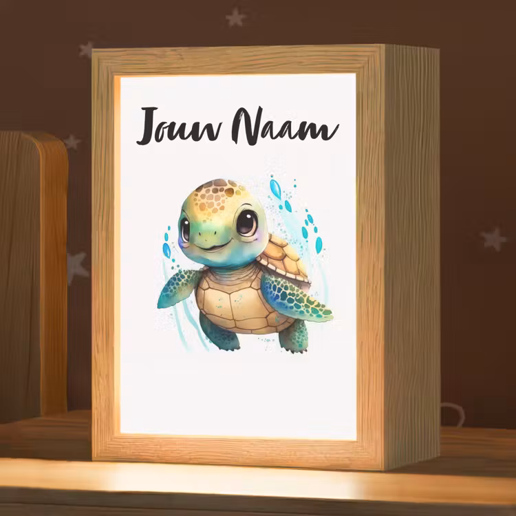 Schildpad - Waterverf - Kleuren - Dieren - Meisjes - Jongens Light Box met kabel (Kinderlampje) klein -zzz_3d_website