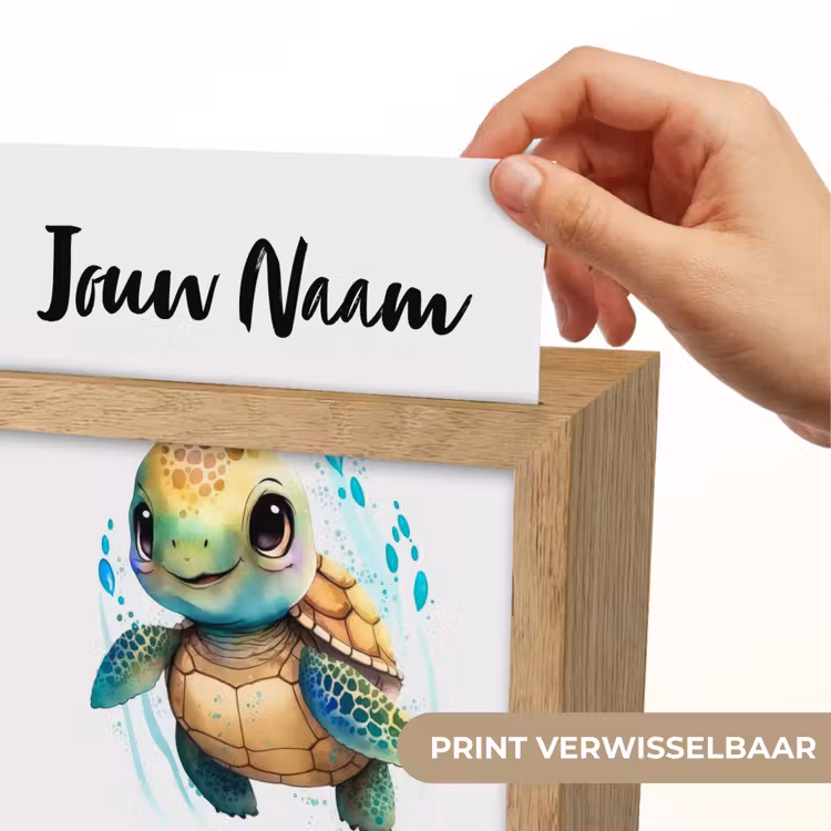 Schildpad - Waterverf - Kleuren - Dieren - Meisjes - Jongens Light Box met kabel (Kinderlampje) klein -USP_websiteprintNL
