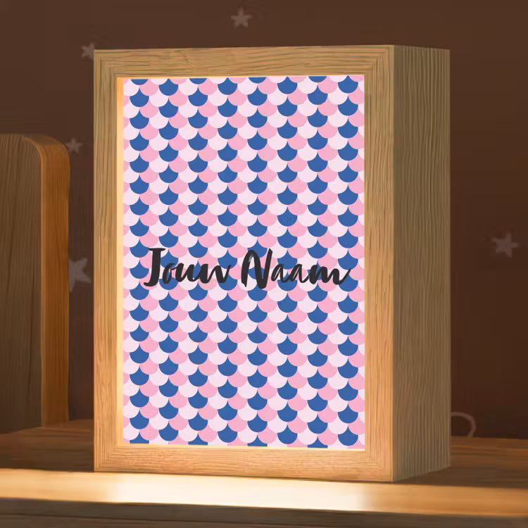 Schubben - Patroon - Blauw - Roze Light Box met kabel (Kinderlampje) klein -zzz_3d_website