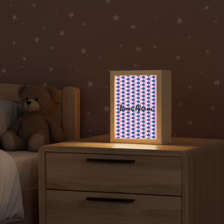 Schubben - Patroon - Blauw - Roze Light Box met kabel (Kinderlampje) klein -sfeer1_kind