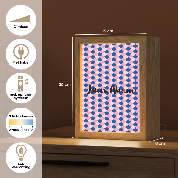Schubben - Patroon - Blauw - Roze Light Box met kabel (Kinderlampje) klein -USP_NL