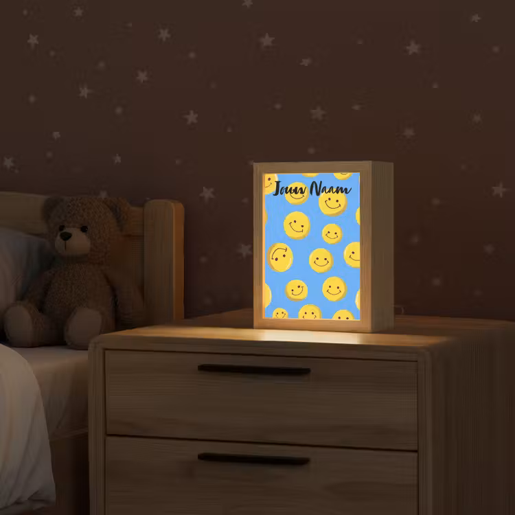 Smileys - Geel - Blauw Light Box met kabel (Kinderlampje) klein -sfeer1_kind