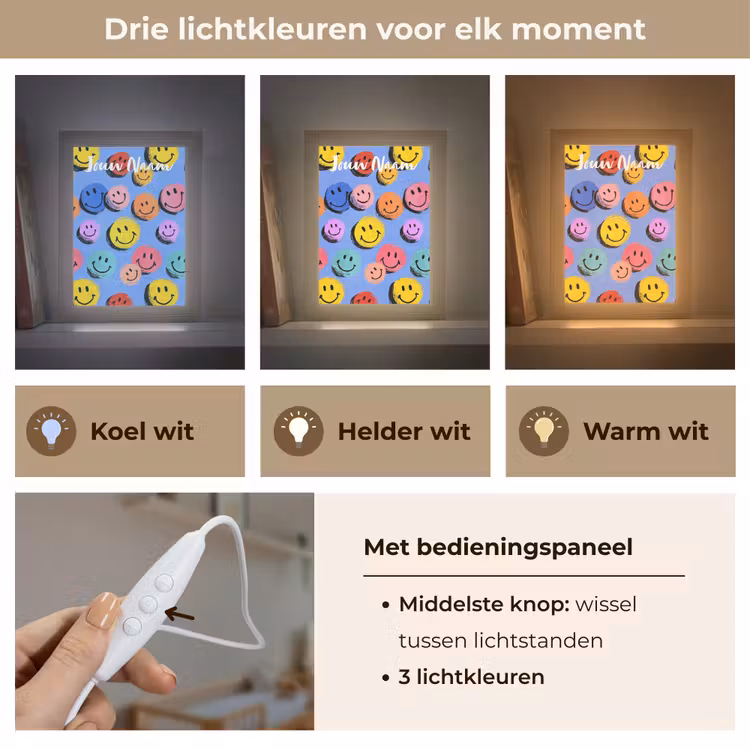 Smileys - Kleurrijk Light Box met kabel (Kinderlampje) klein -USP_lichtkleurNL