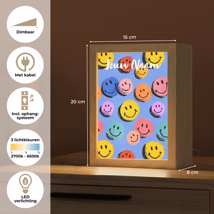 Smileys - Kleurrijk Light Box met kabel (Kinderlampje) klein -USP_NL