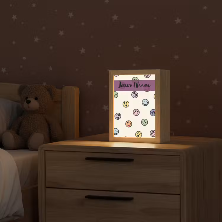 Smileys - Kleurrijk - Grappig Light Box met kabel (Kinderlampje) klein -sfeer1_kind