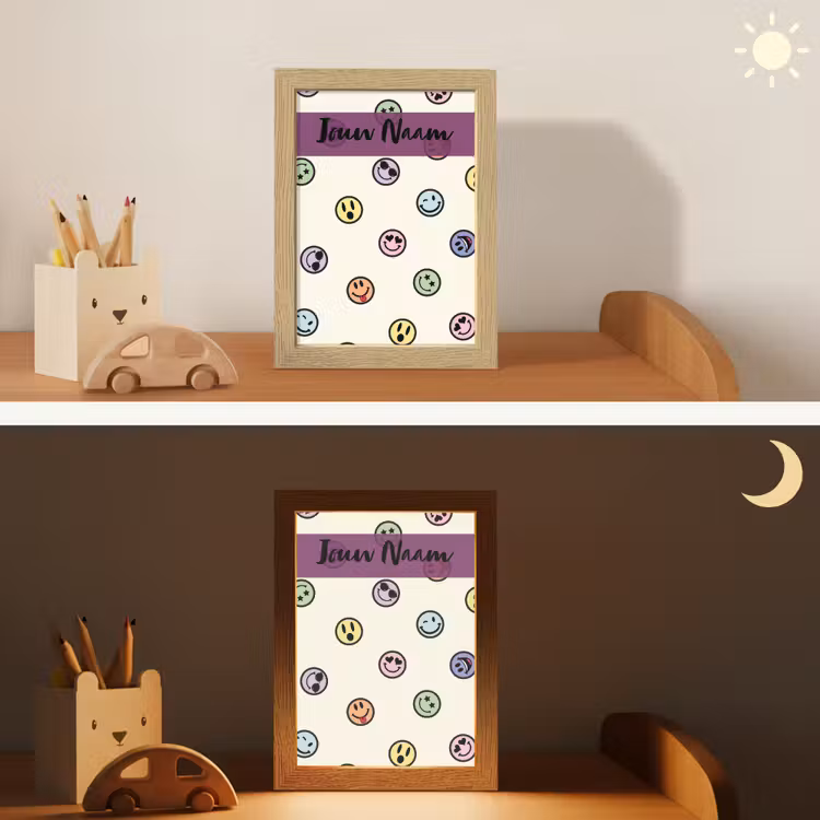 Smileys - Kleurrijk - Grappig Light Box met kabel (Kinderlampje) klein -sfeer3_kind