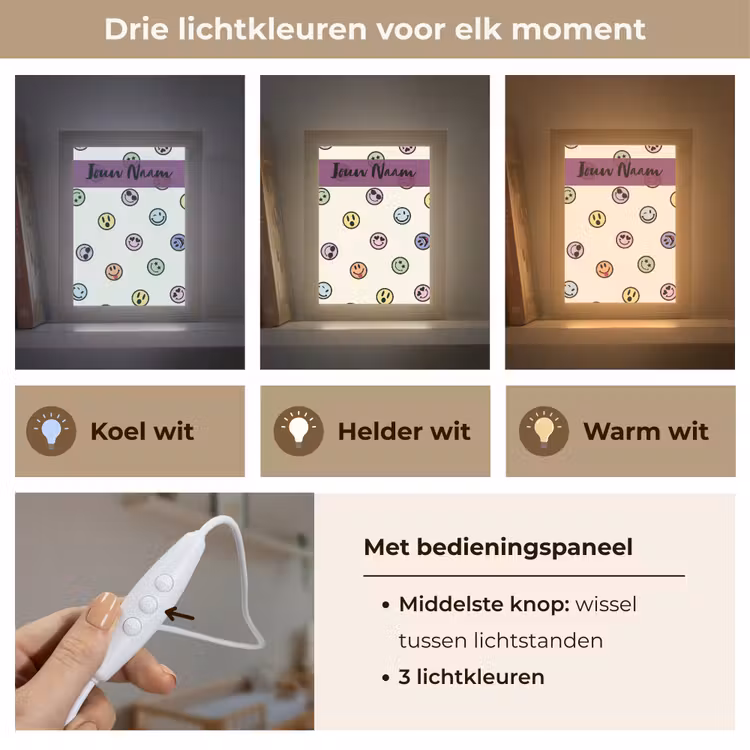 Smileys - Kleurrijk - Grappig Light Box met kabel (Kinderlampje) klein -USP_lichtkleurNL