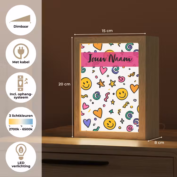Smileys - Pictogrammen - Kleurrijk Light Box met kabel (Kinderlampje) klein -USP_NL