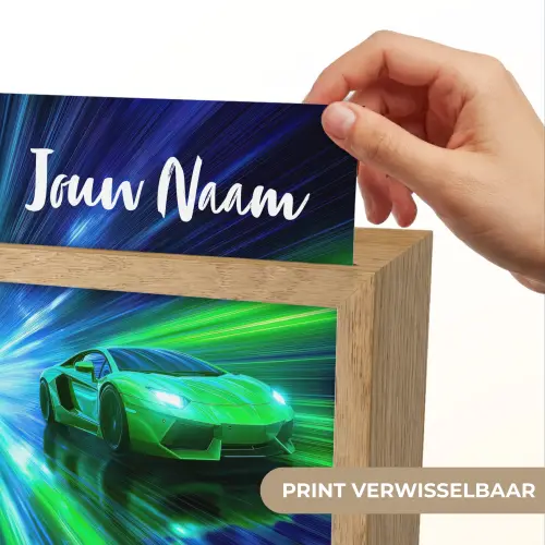 Sportauto - Groen - Snelheidslijnen - Neon Light Box met kabel (Kinderlampje) klein -USP_websiteprintNL