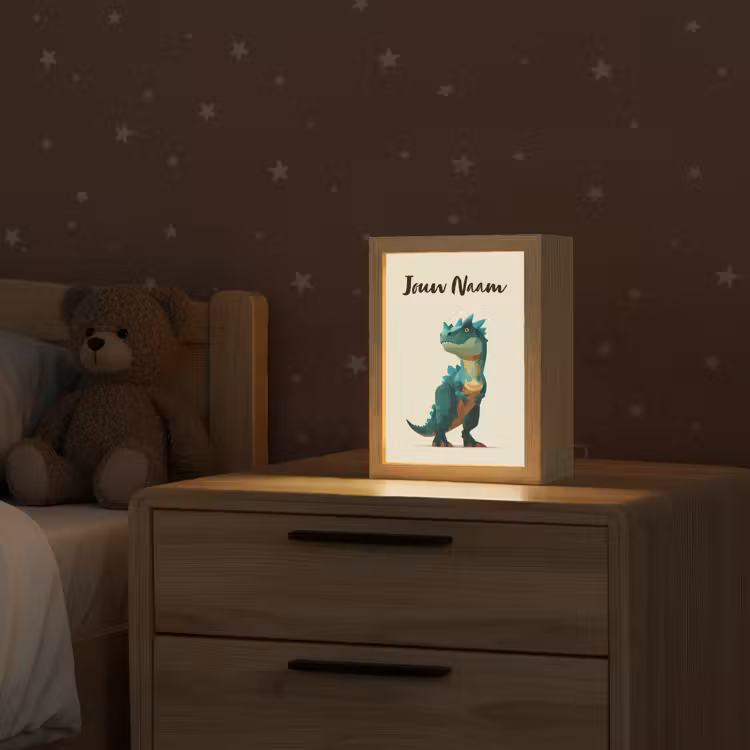 Stekels - Dino - Blauw - Gespierd Light Box met kabel (Kinderlampje) klein -sfeer1_kind